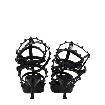 Valentino Garavani Black Leather Stiletto Heels Sandals