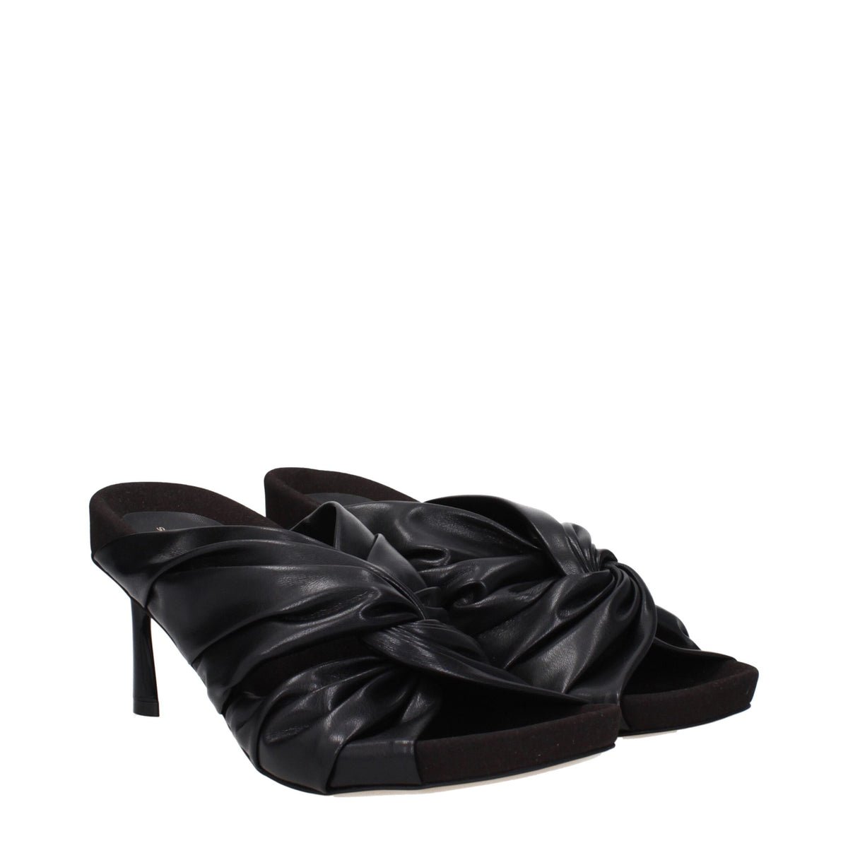 Stella McCartney Black Leather Stiletto Heel Sandals