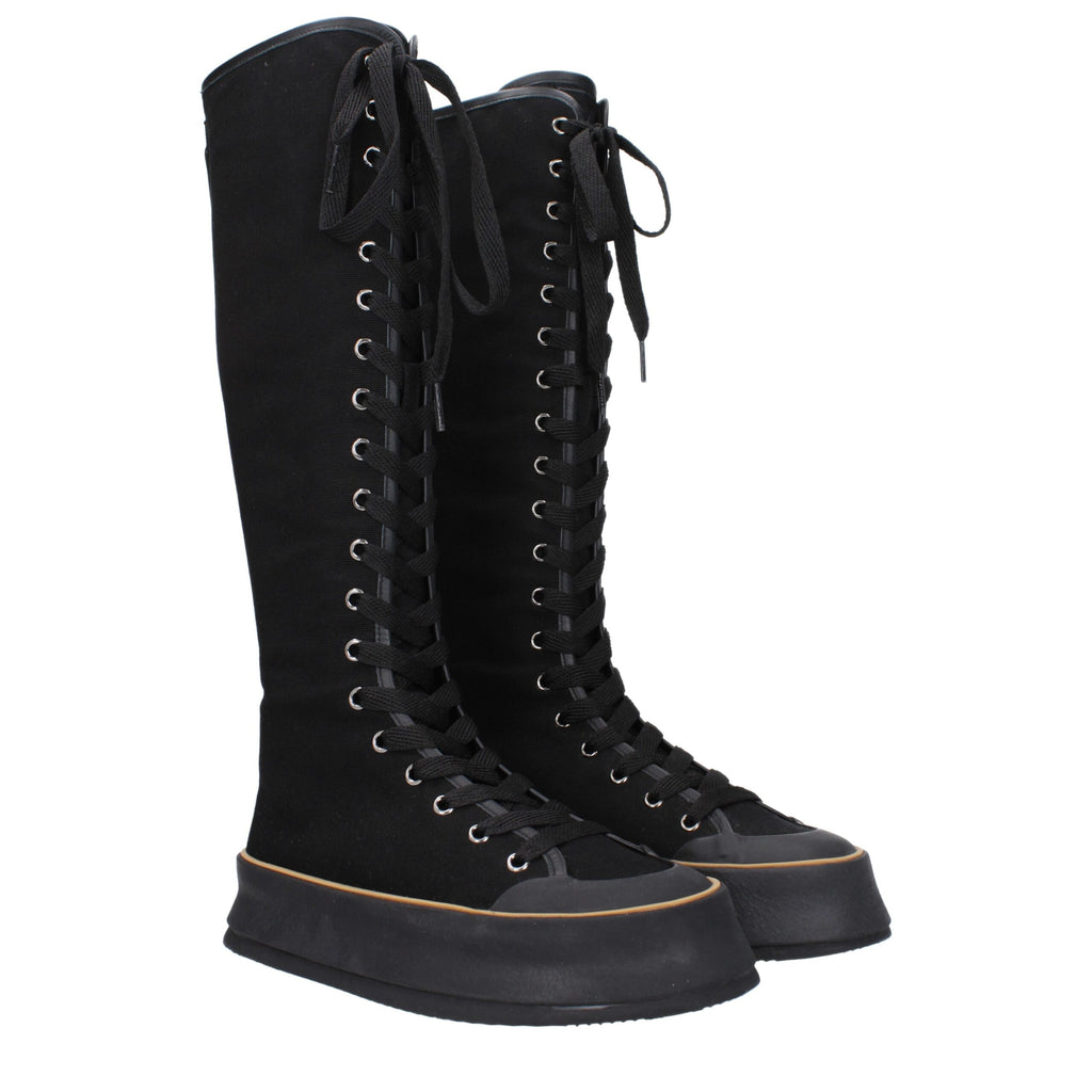 Max Mara Black Fabric Lace-Up Boots