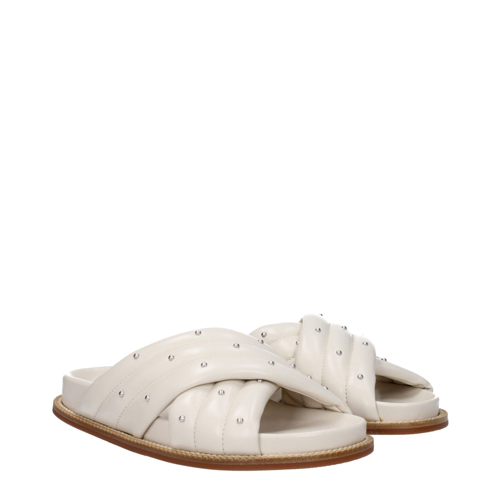 Fabiana Filippi Beige Leather Slippers