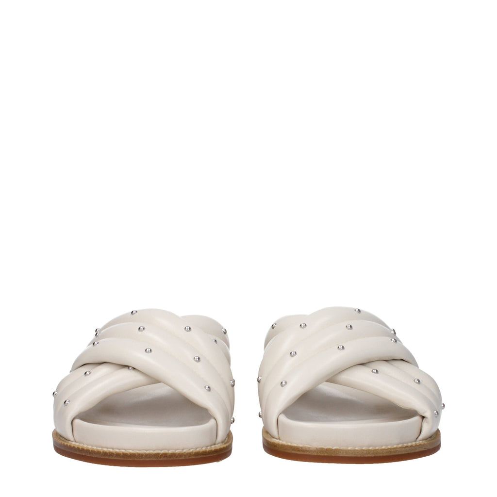 Fabiana Filippi Beige Leather Slippers