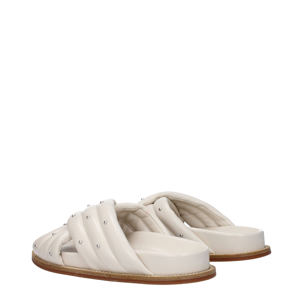 Fabiana Filippi Beige Leather Slippers