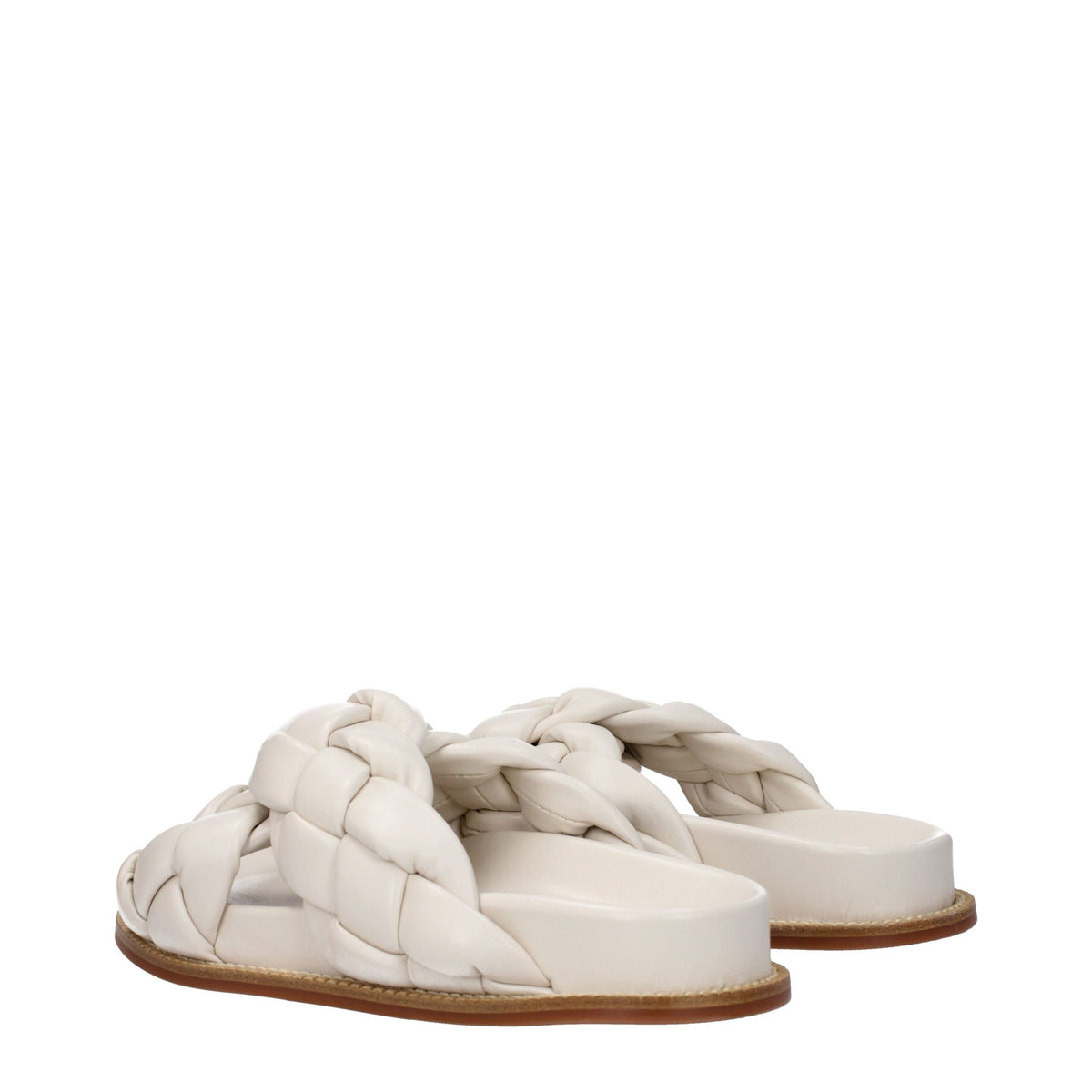 Fabiana Filippi Beige Leather Slippers