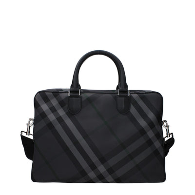 Burberry Gray Fabric Business And Laptop Bag