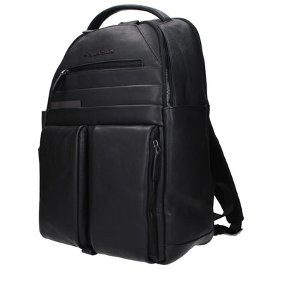 Piquadro Black Leather Backpack