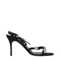 Manolo Blahnik Black Satin Stiletto Heel Sandals