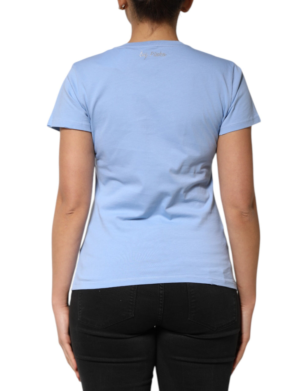 PINKO Blue Love Story Sequined Embellished Short Sleeves T-shirt - BrandFit 88
