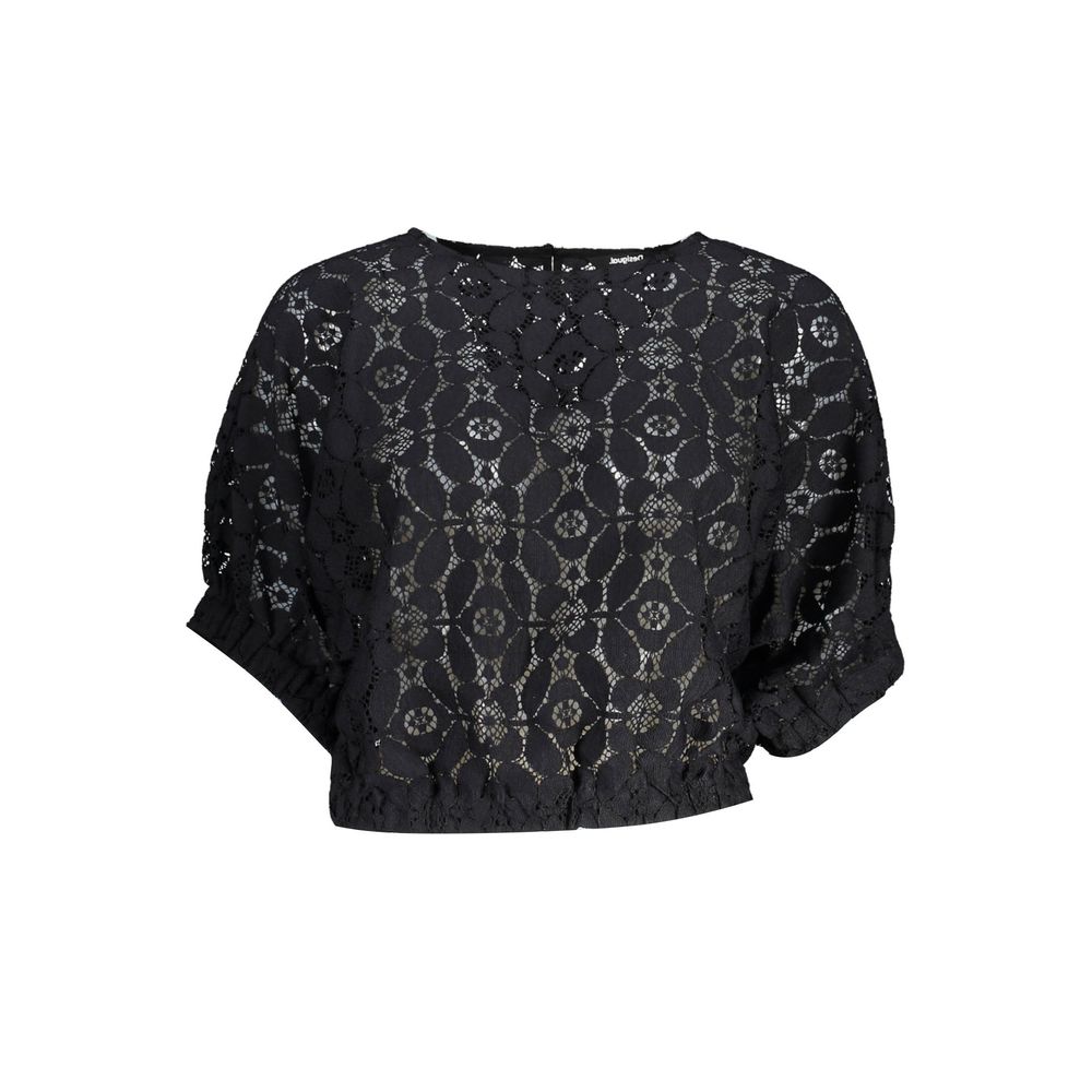 Desigual "Black Polyester Women Blouse with Contrasting Elastic Waistband"