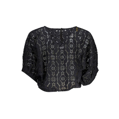 Desigual "Black Polyester Women Blouse with Contrasting Elastic Waistband"