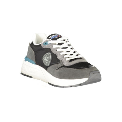 Blauer Black Leather Men Sneaker