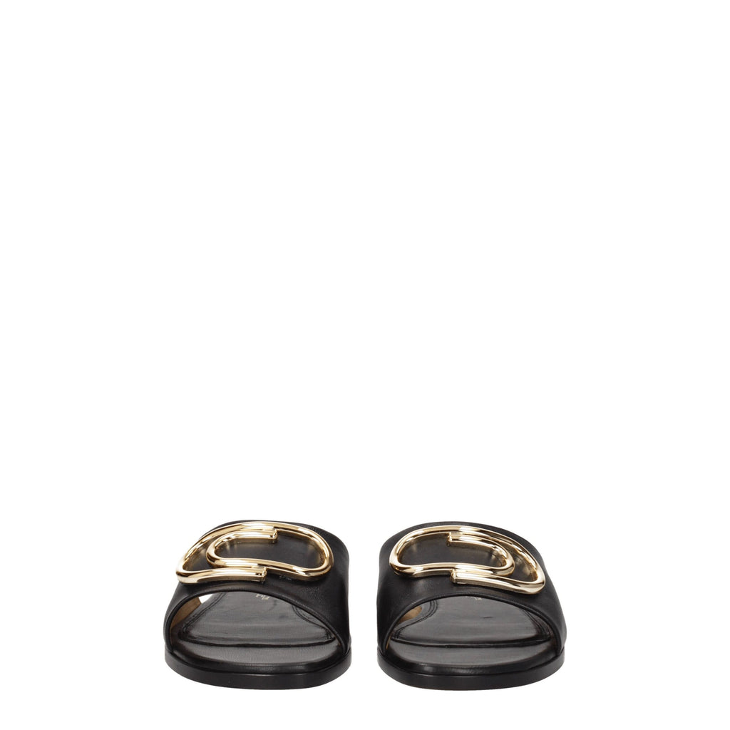 Off-White Black Leather Slippers