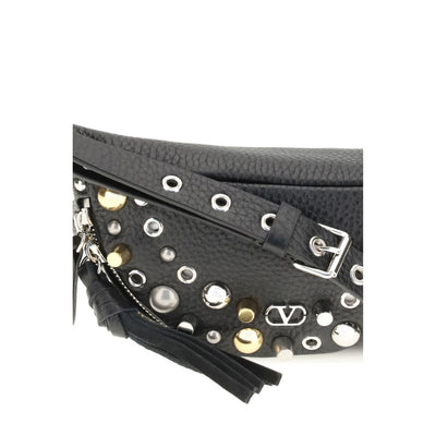 Valentino Garavani Black Calf Leather Bos Taurus Shoulder Bag