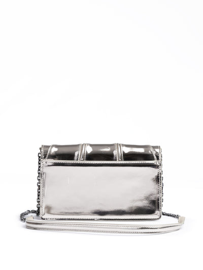 Ferrari Metal Silver GT patent leather bag with chain