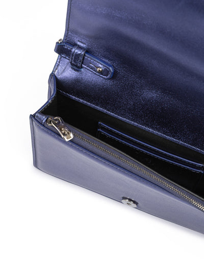 Ferrari Metal blue GT patent leather bag with chain