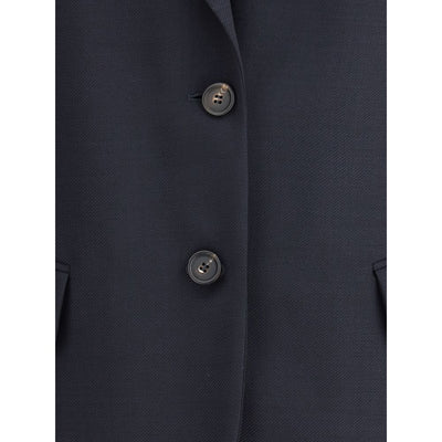 Brunello Cucinelli Blue Fleece Wool Blazer