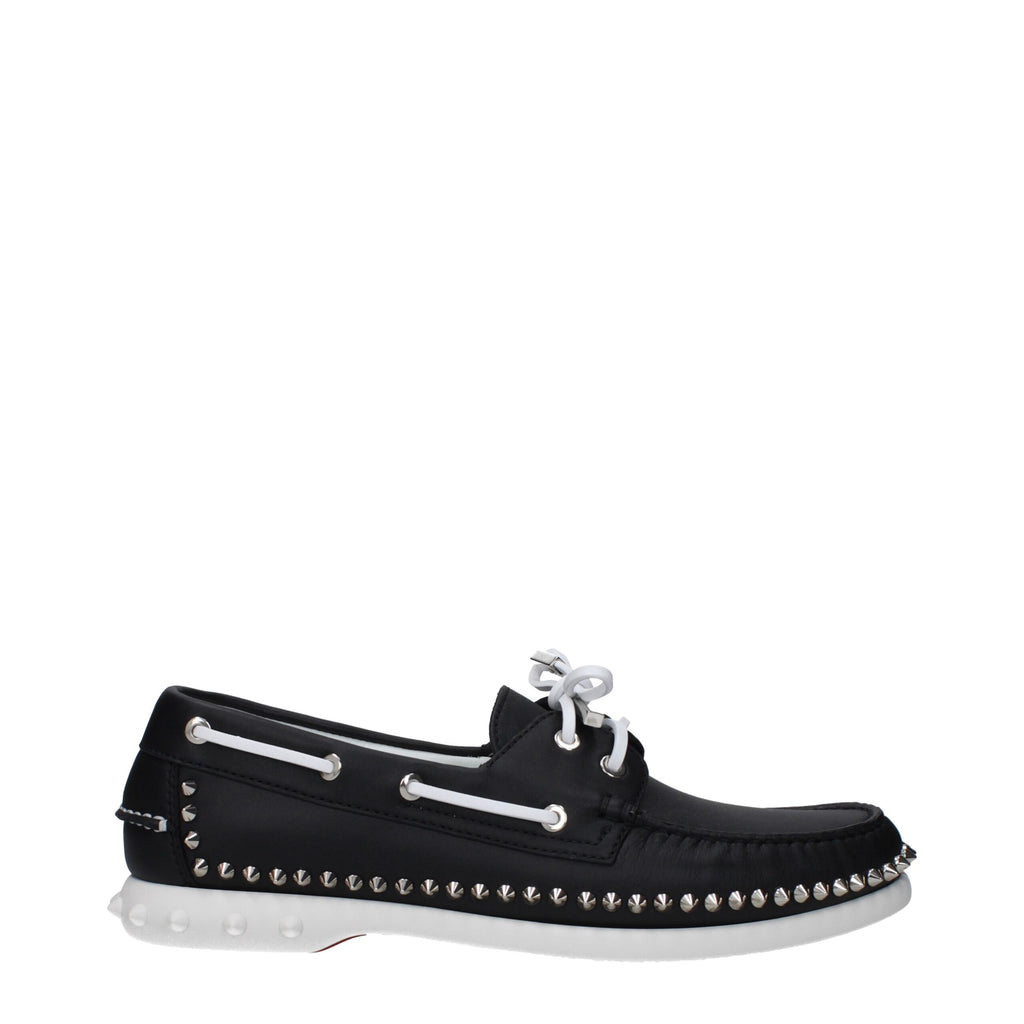 Christian Louboutin Black Leather Slip-On Loafers