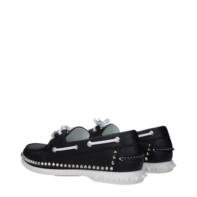 Christian Louboutin Black Leather Slip-On Loafers