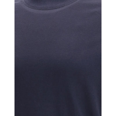 Brunello Cucinelli Blue Cotton Long Sleeve T-Shirt