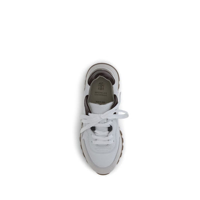 Brunello Cucinelli White Leather Athletic Sneakers