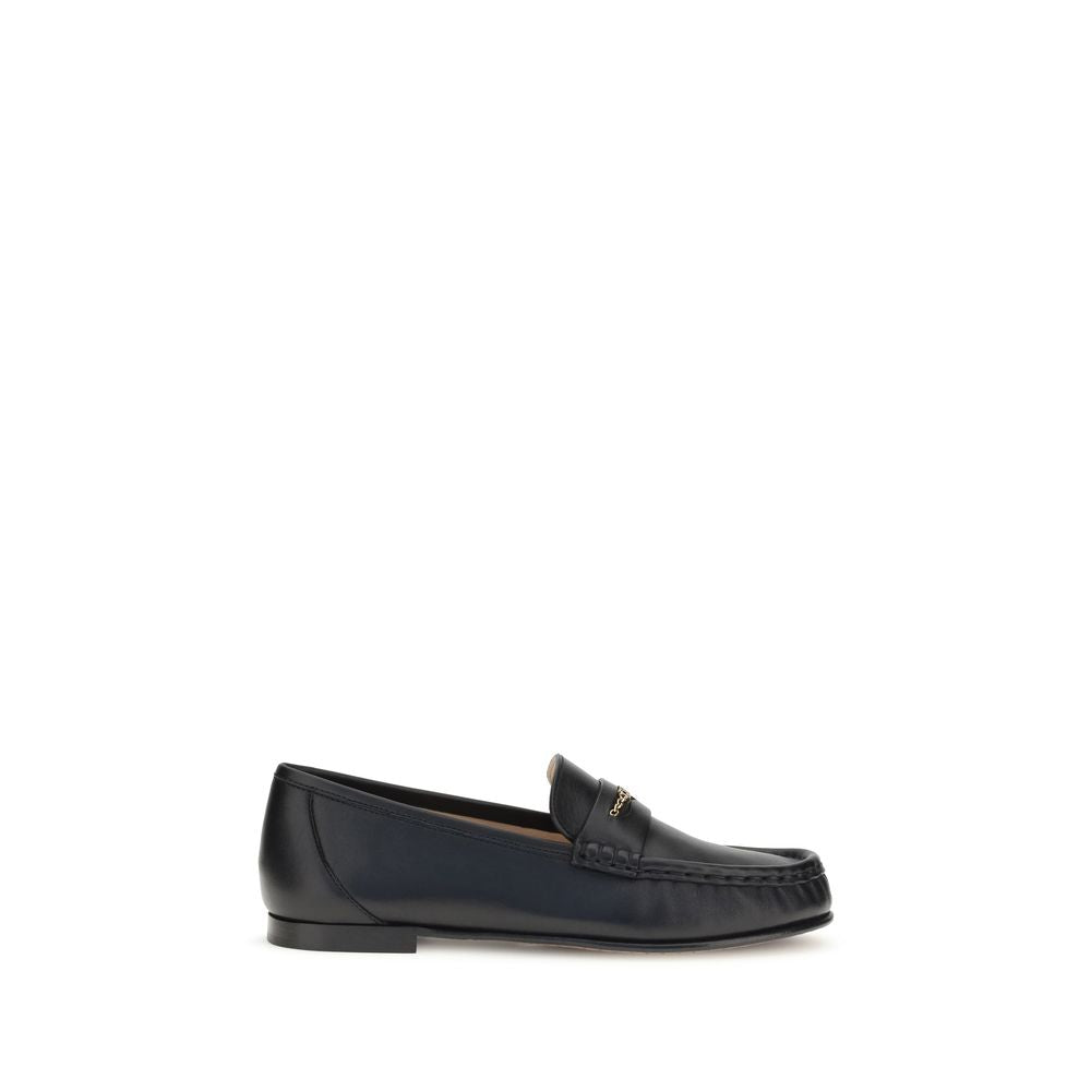 Chloé Black Calf Leather Bos Taurus Slip-On Loafers