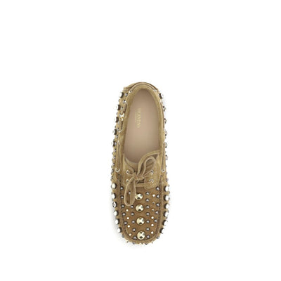 Valentino Garavani Beige Calf Leather Bos Taurus Slip-On Loafers