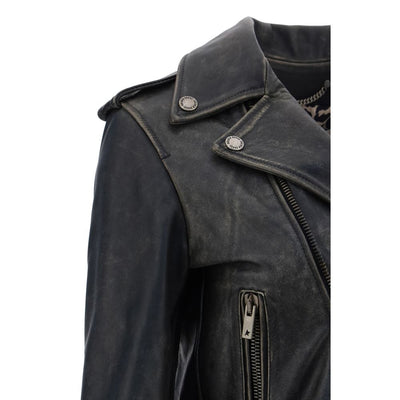 Golden Goose Black Calf Leather Bos Taurus Biker Jacket