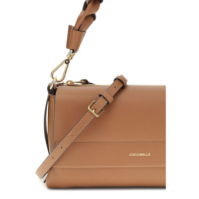 Coccinelle Beige Calf Leather Bos Taurus Shoulder Bag