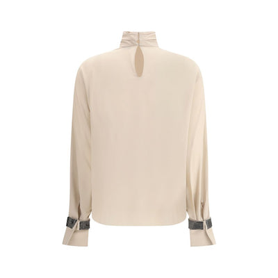 Brunello Cucinelli Beige Silk Blouse