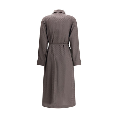 Fendi Brown Silk Casual Dress
