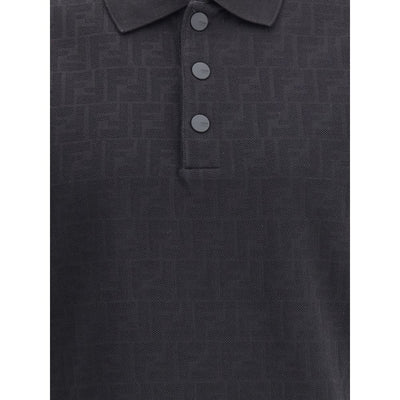 Fendi Black Cotton Polo Shirt