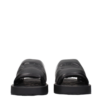 Burberry Black Leather Slippers Sandals
