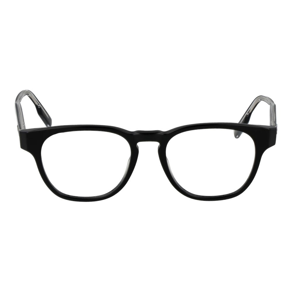 Ermenegildo Zegna Black Acetate Glasses (Frames) for men, featuring clear temple tips, shown from the front on a white background.