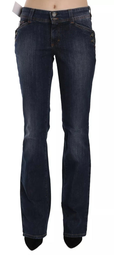 John Galliano Blue Washed Mid Waist Flared Denim Casual Pants Jeans