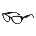 Max Mara Black Acetate Glasses feature cat-eye frames with thick black acetate and upswept corners. The brand name appears subtly on the temple arms, making these women's frames stylish and timeless against a white background.
