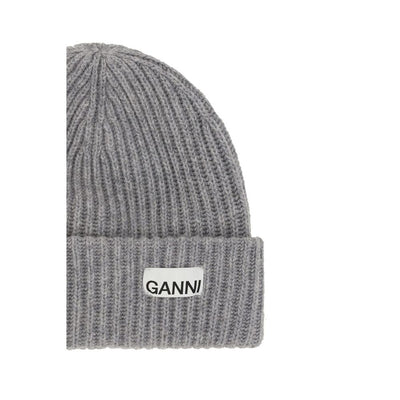 Ganni Gray Wool Beanie