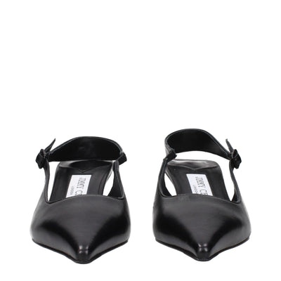 Jimmy Choo Black Leather Flat Sandals