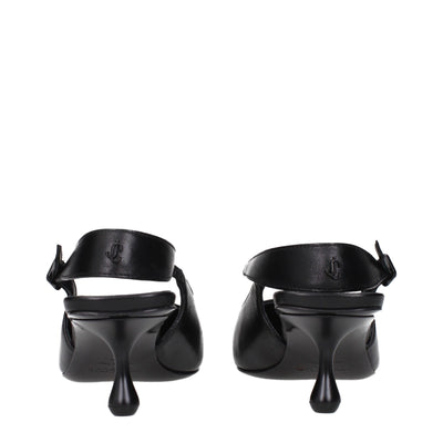 Jimmy Choo Black Leather Flat Sandals