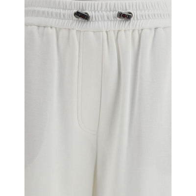 Brunello Cucinelli White Cotton Joggers (Workout Pants)