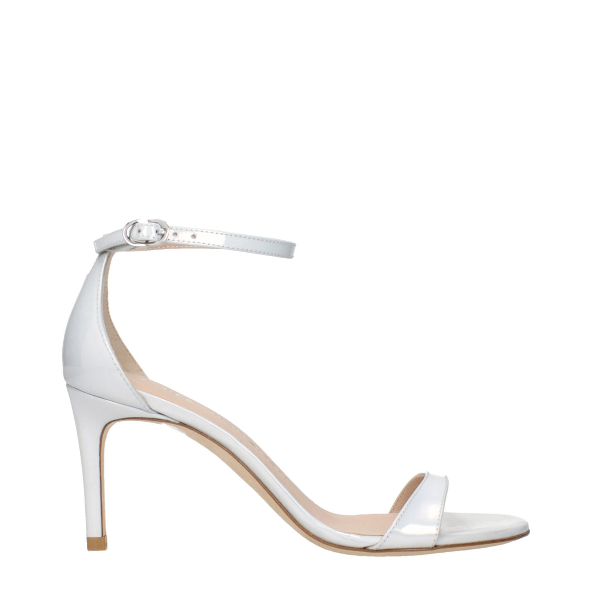 Stuart Weitzman White Leather Stiletto Heel Sandals