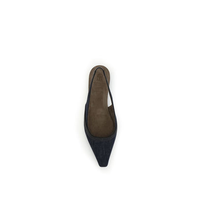Brunello Cucinelli Blue Cotton Ballet Flats