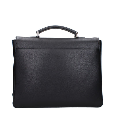 Prada Black Leather Business And Laptop Bags