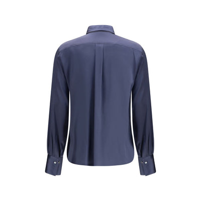 Brunello Cucinelli Blue Silk Blouse