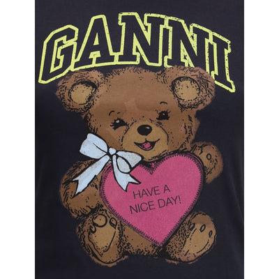 Ganni Black Cotton T-Shirt