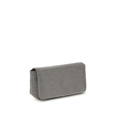 Brunello Cucinelli Gray Leather Shoulder Bag