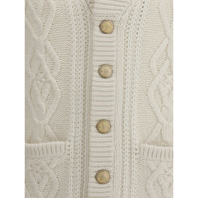 Brunello Cucinelli White Cashmere Cardigan