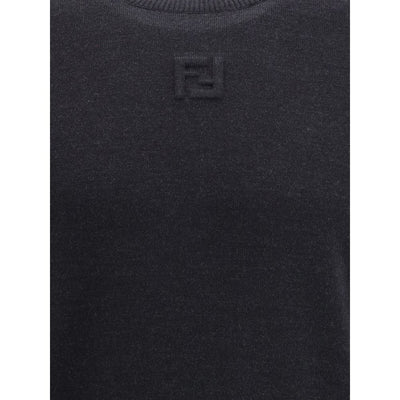 Fendi Black Fleece Wool Sweatshirt