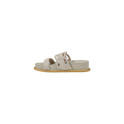 Liu Jo Gray Leather Flat Sandals
