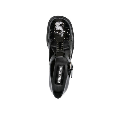 Miu Miu Black Calfskin Moccassin