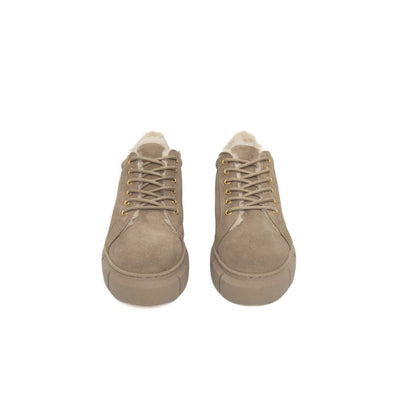 Cerruti 1881 Beige Calfskin Women Platform Sneaker