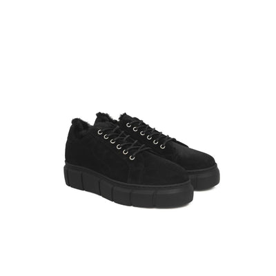 Cerruti 1881 Black Calfskin Women Platform Sneaker